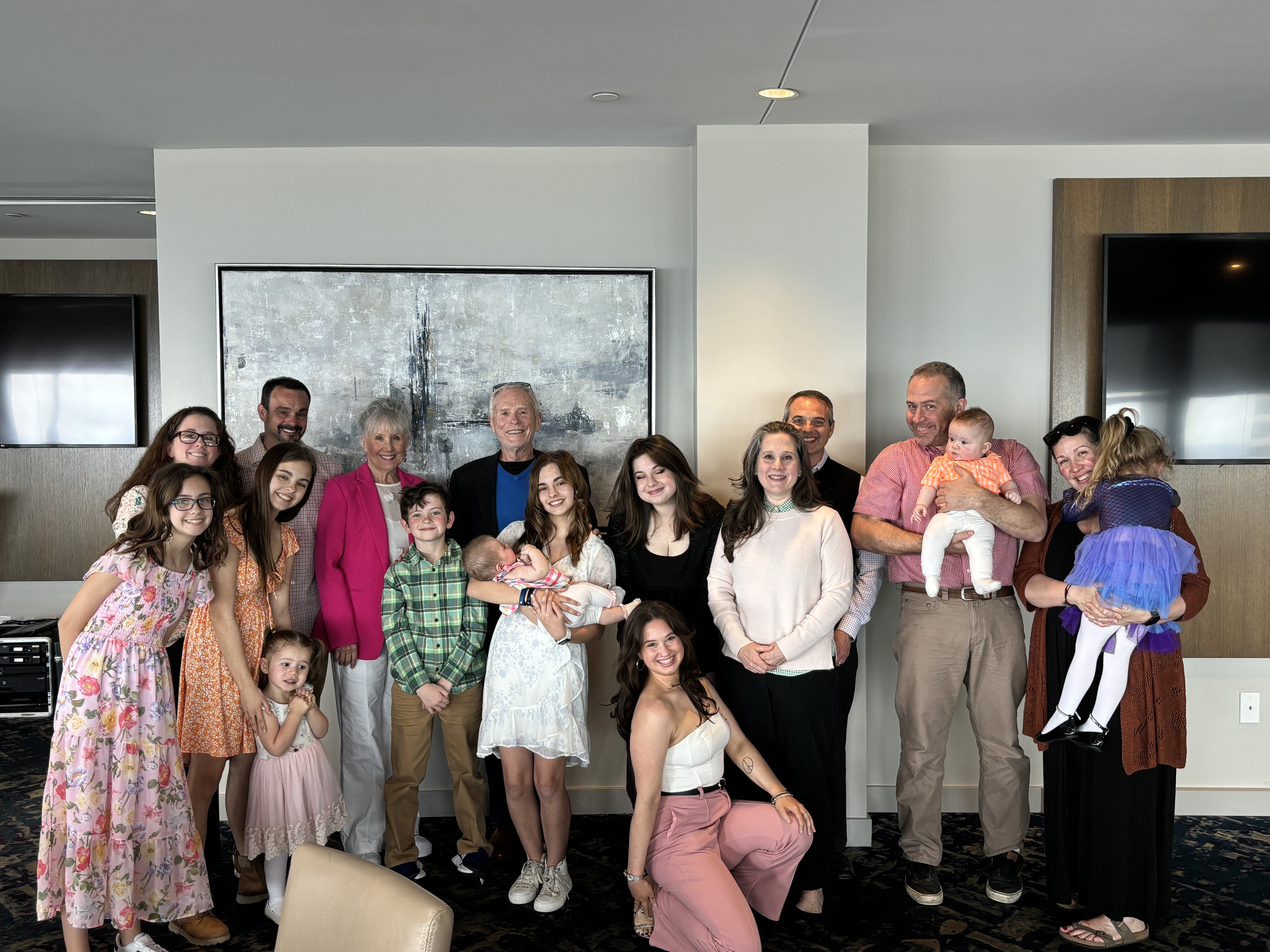 Large multigenerational Massie family portrait with every family member visible.