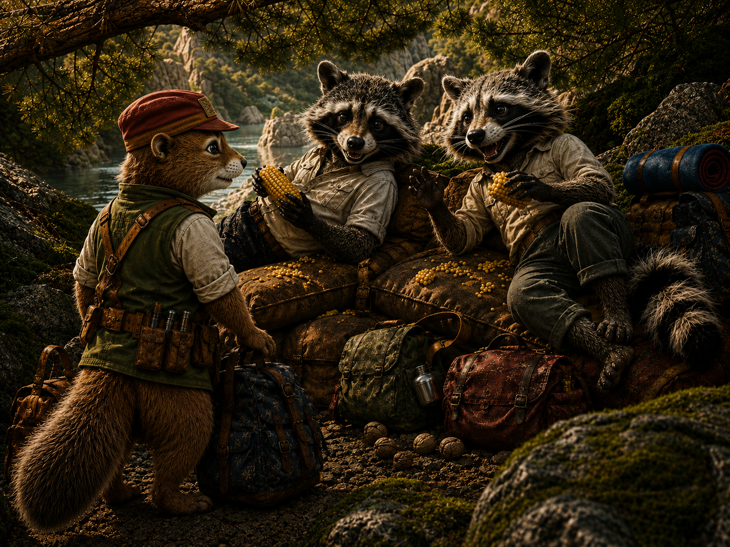 The raccoon twins discovered on Timbit's packs